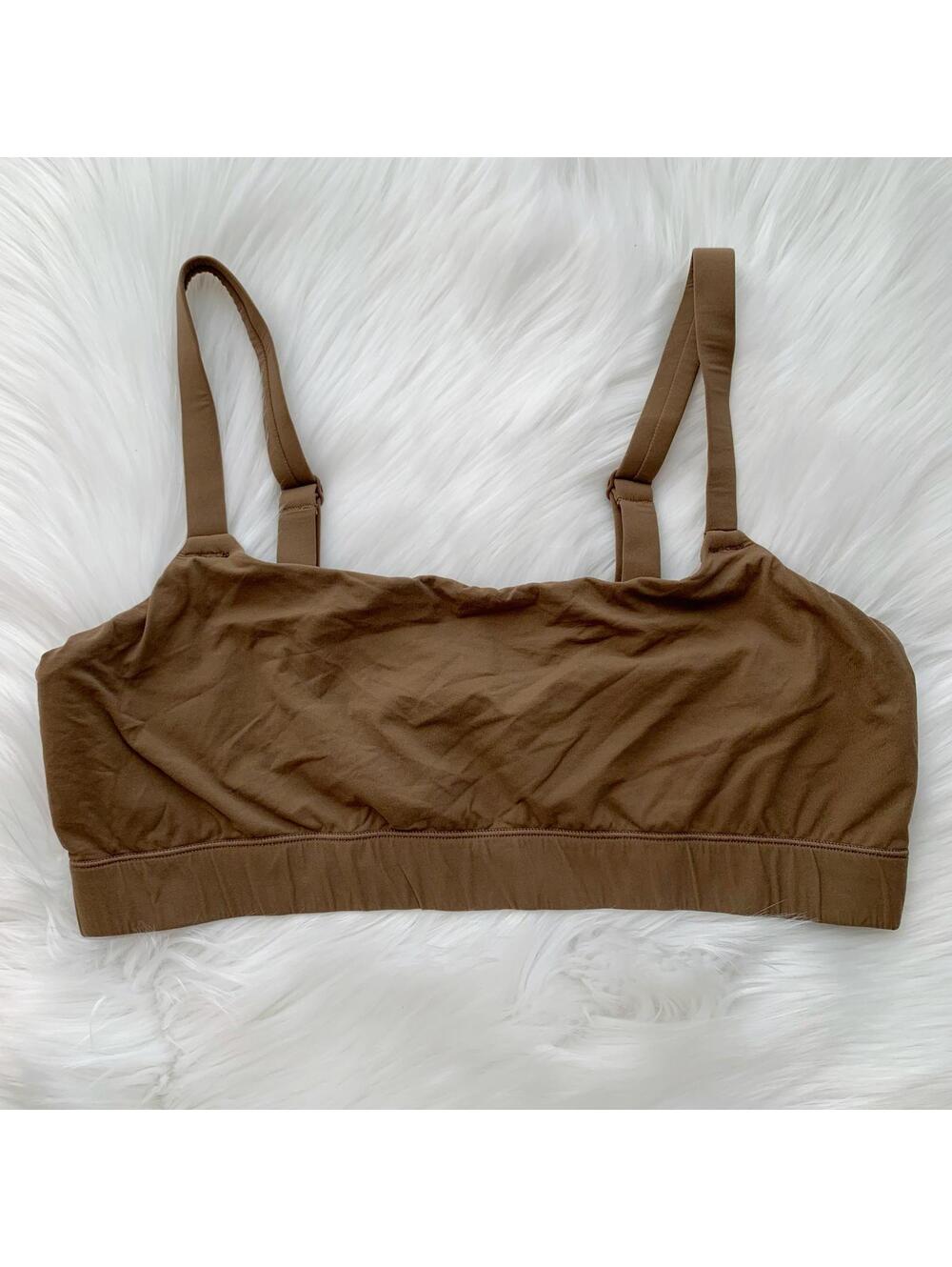 SKIMS Fits Everybody Brown Wireless Bralette 2X Adjustable Straps Soft Stretch
